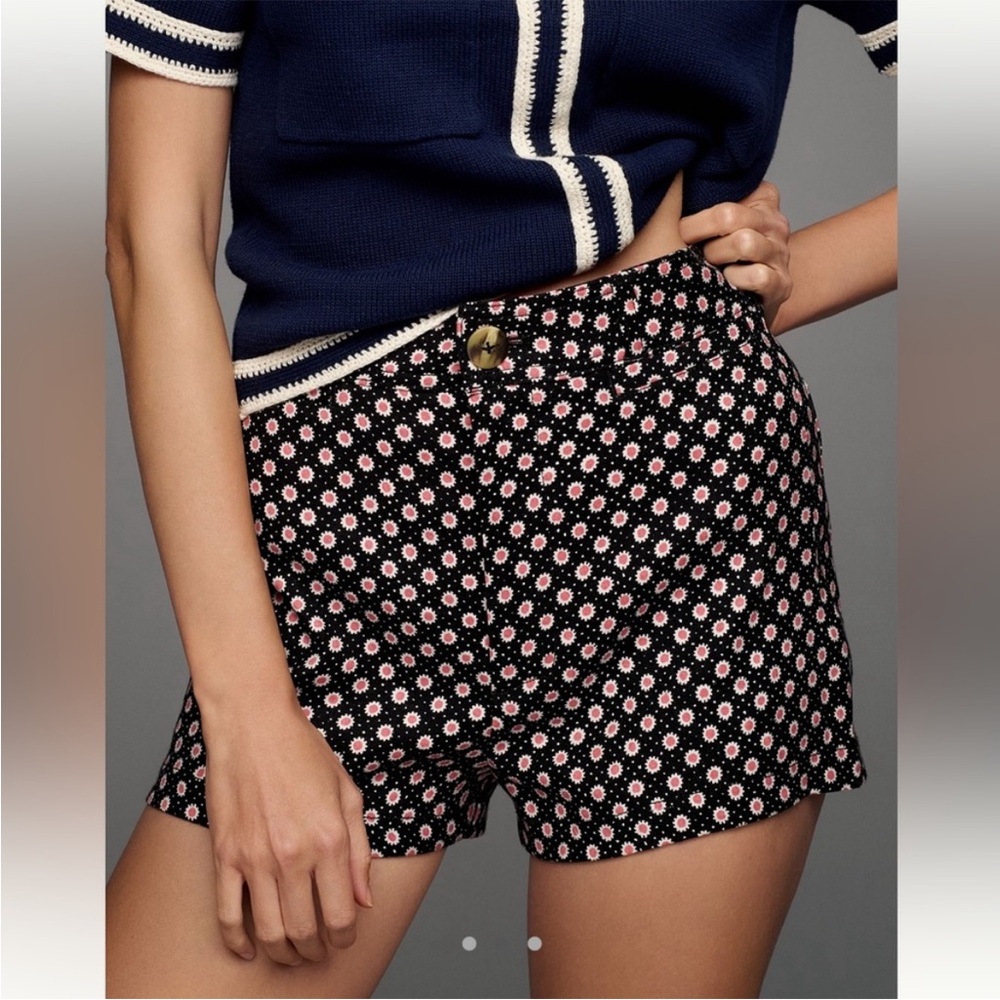 Anthropologie Maeve High Waist Black and Pink Shorts
